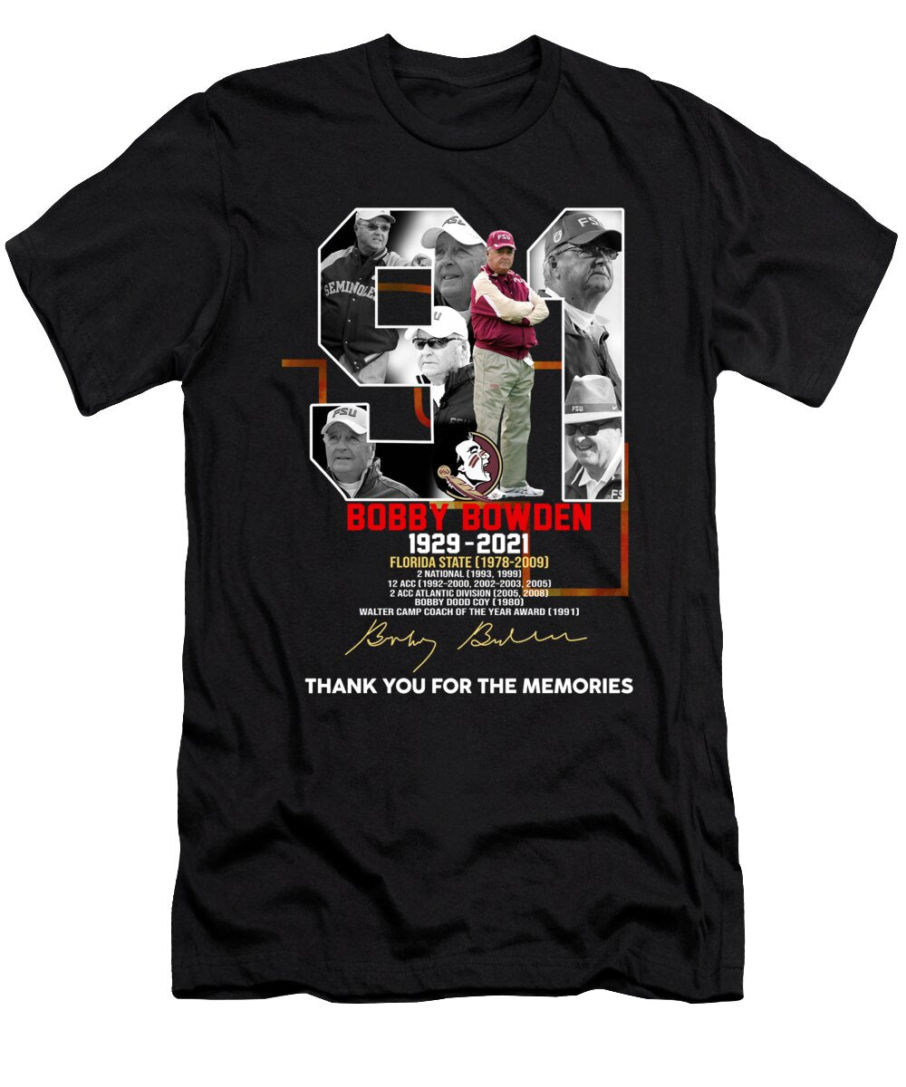 Bobby Bowden 1929 2021 91th Anniversary Thank You for the Memories Signature Th T-Shirt