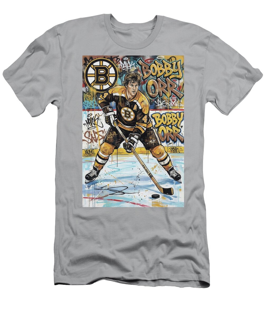 Bobby Orr Graffiti Poster Hockey Player NHL Sampadart Gallery T-Shirt