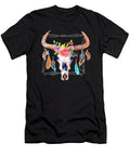 Boho Cow Skull with Feathers Flowers Livestock Shannon Nelson Art T-Shirt
