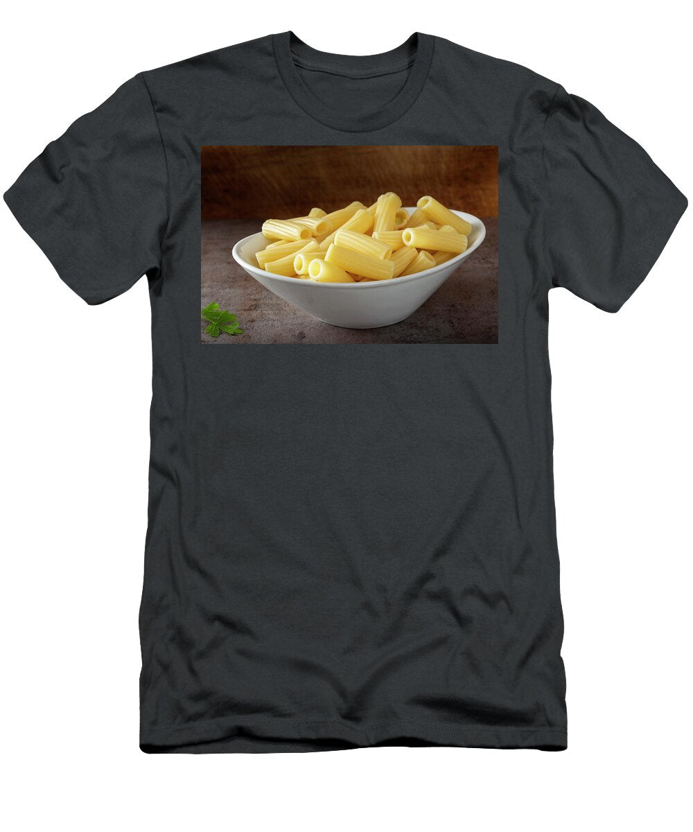 Boiled Rigatoni Pasta in a White Bowl Sebastian Radu T-Shirt