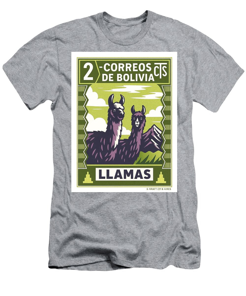 Bolivia Llamas Stamp Poster Retro Graphics T-Shirt