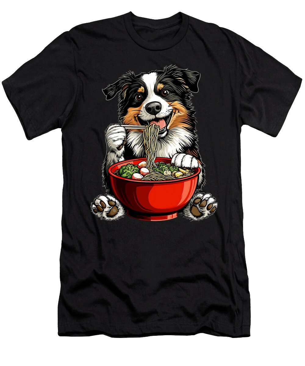 Border Collie Dog Eating Ramen Bowl Japanese Dh Bubble T-Shirt