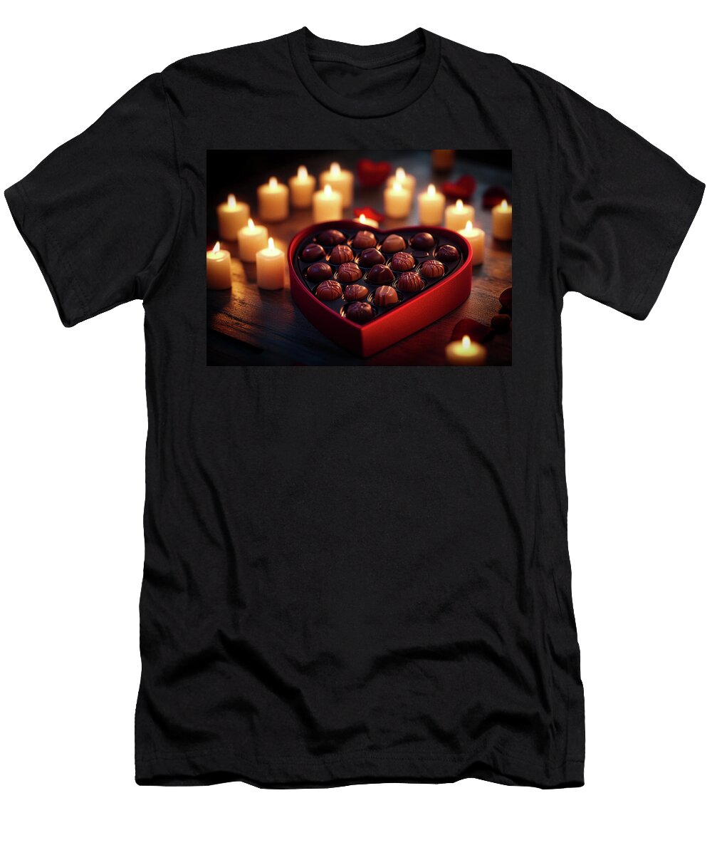 Box of Heart Shaped Candy with Candles Garry Gay T-Shirt