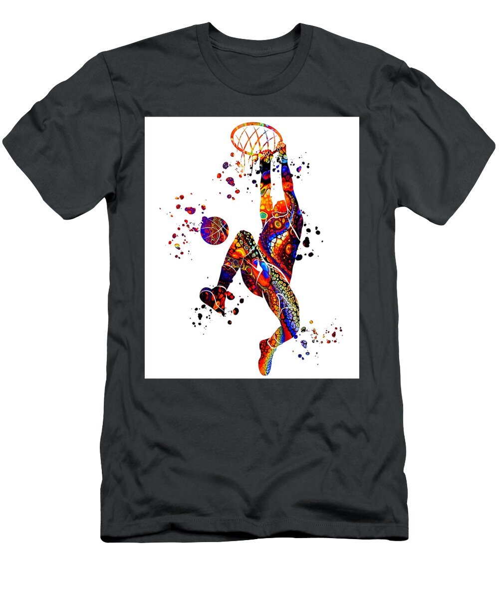 Boys Room Basketball Watercolor Mathias Bourcier T-Shirt