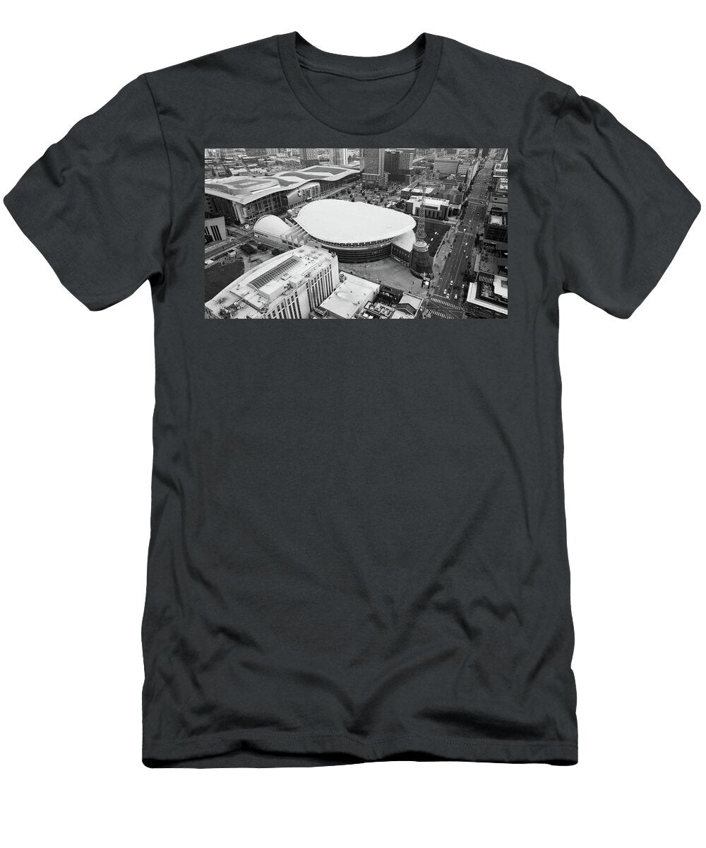 Bridgestone Arena in Nashville Tennessee in Black and White Eldon Mcgraw T-Shirt