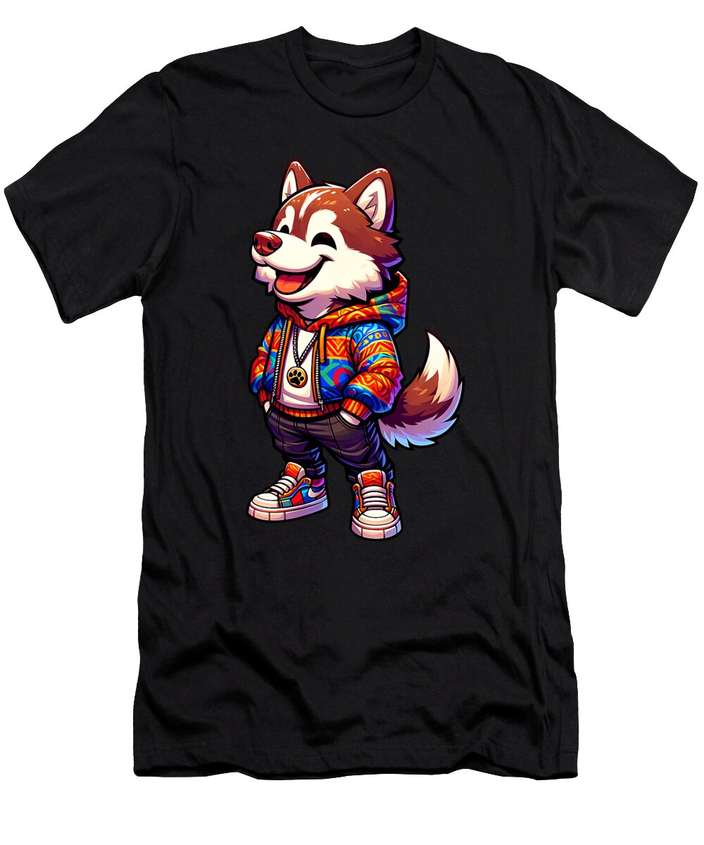 Brown Husky Dog Cool Jacket Outfit Dog Mom Dad Zyneu Gangd T-Shirt