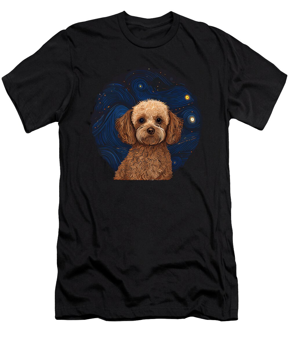 Brown Maltipoo Starry Night Van Gogh Maltipoo Zyneu Gangd T-Shirt