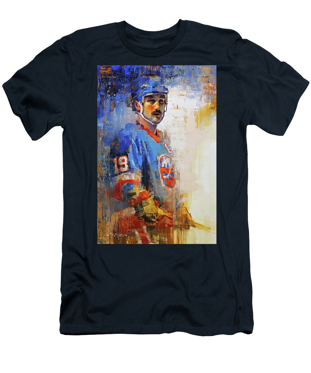 Bryan Trottier New York Islanders Hockey Art J Markham T-Shirt
