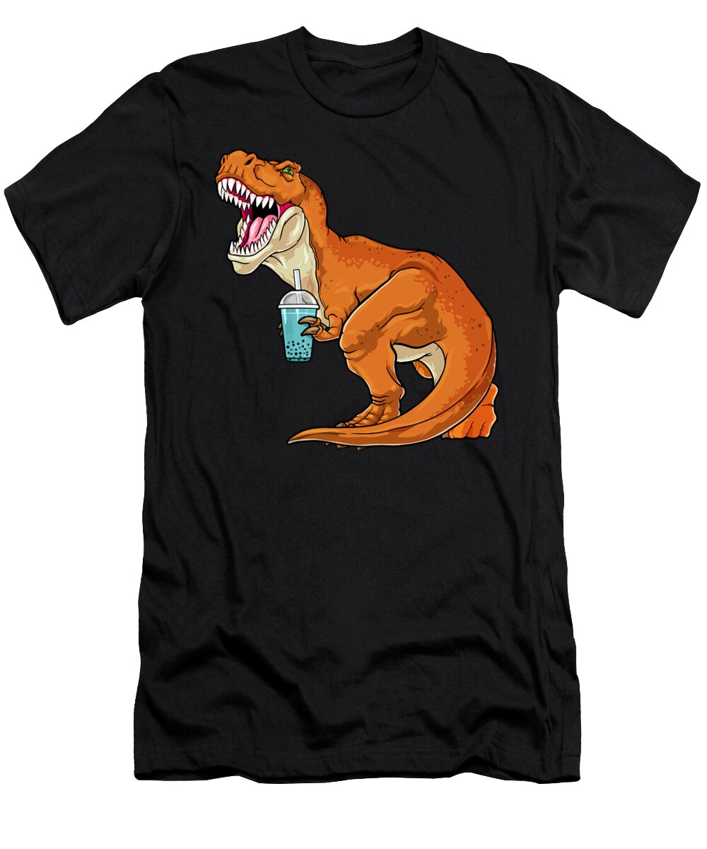 Bubble Tea Dinosaur Boba Milk Tea Boba Dino Bobasaurus Rex Garis Mauludin T-Shirt