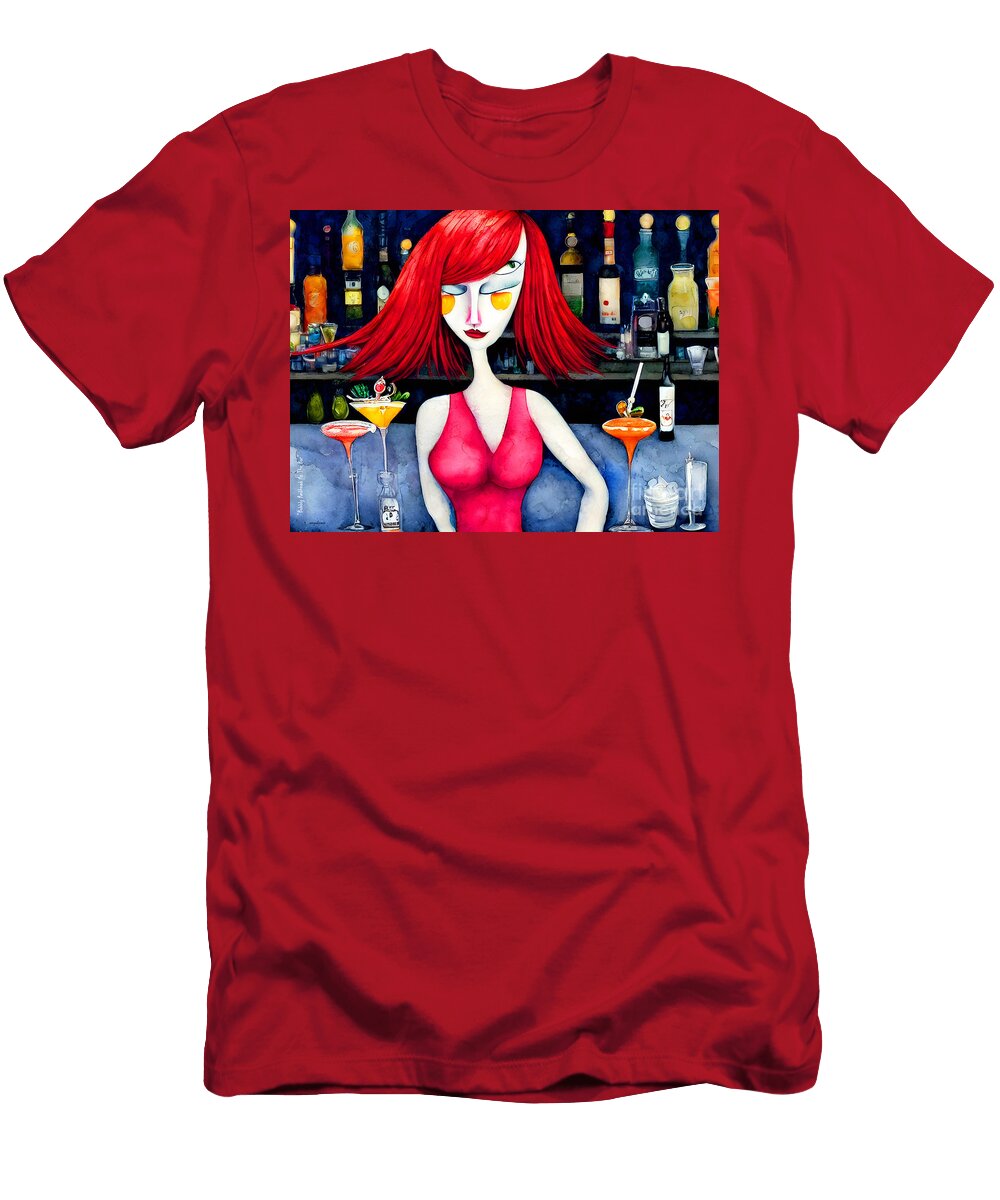 Bubbly Redhead At the Bar 20230221b Wingsdomain Art and Photography T-Shirt