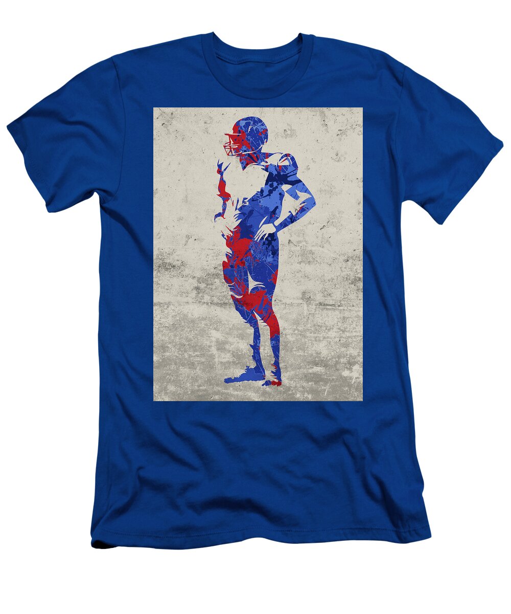 Buffalo Bills Lineman Linebacker Defense Football Player Paint Splatters Abstract Portrait Design Turnpike T-Shirt