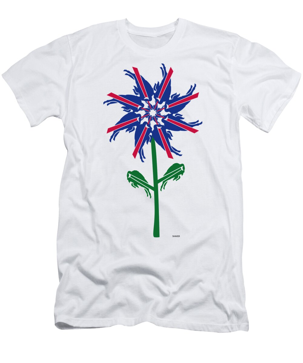Buffalo Bills NFL Football Team Logo Flower Steven Shaver T-Shirt