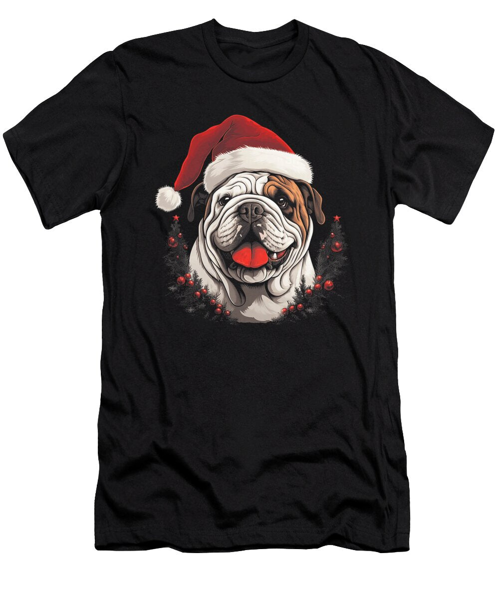 Bulldog Dog Christmas Funny Santa Holiday Men Natalie Lidford T-Shirt