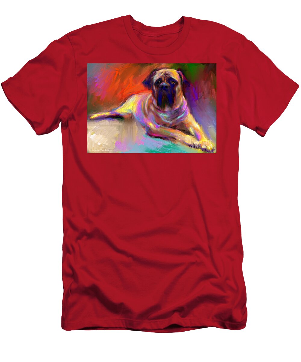 Bullmastiff Dog Painting Svetlana Novikova T-Shirt