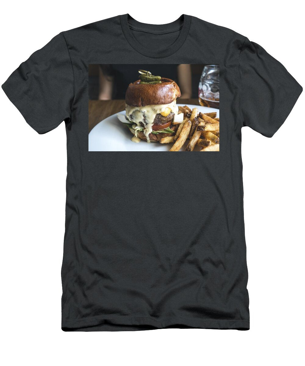 Burger with Tiny Pickled on Food Photography Les Classics T-Shirt