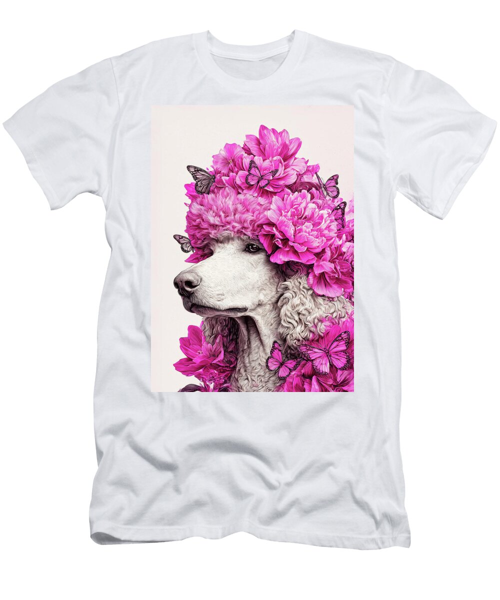Butterflies and Flowers Poodle Dog No1 Dog Art Museum T-Shirt