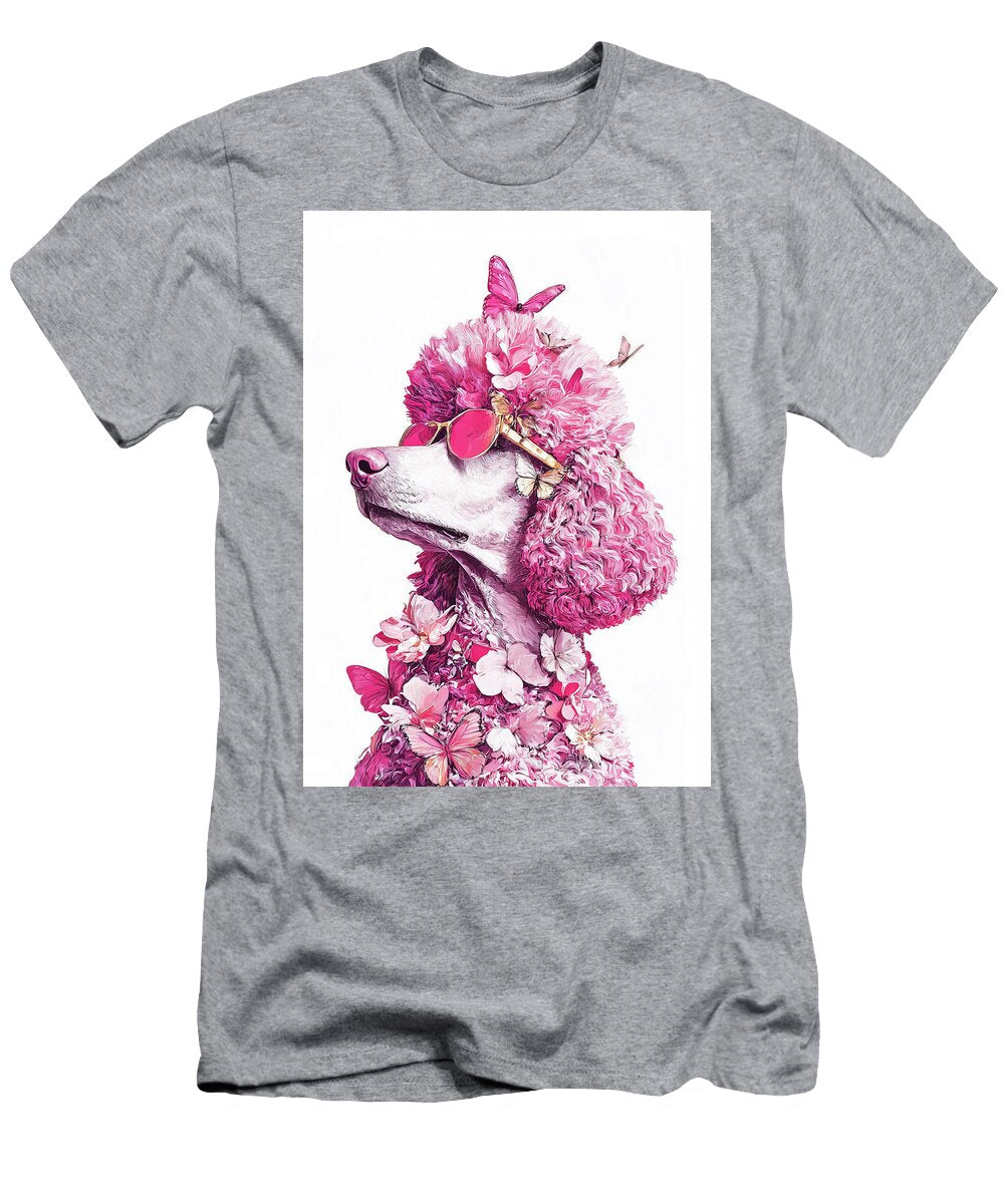 Butterflies and Flowers Poodle Dog No2 Dog Art Museum T-Shirt