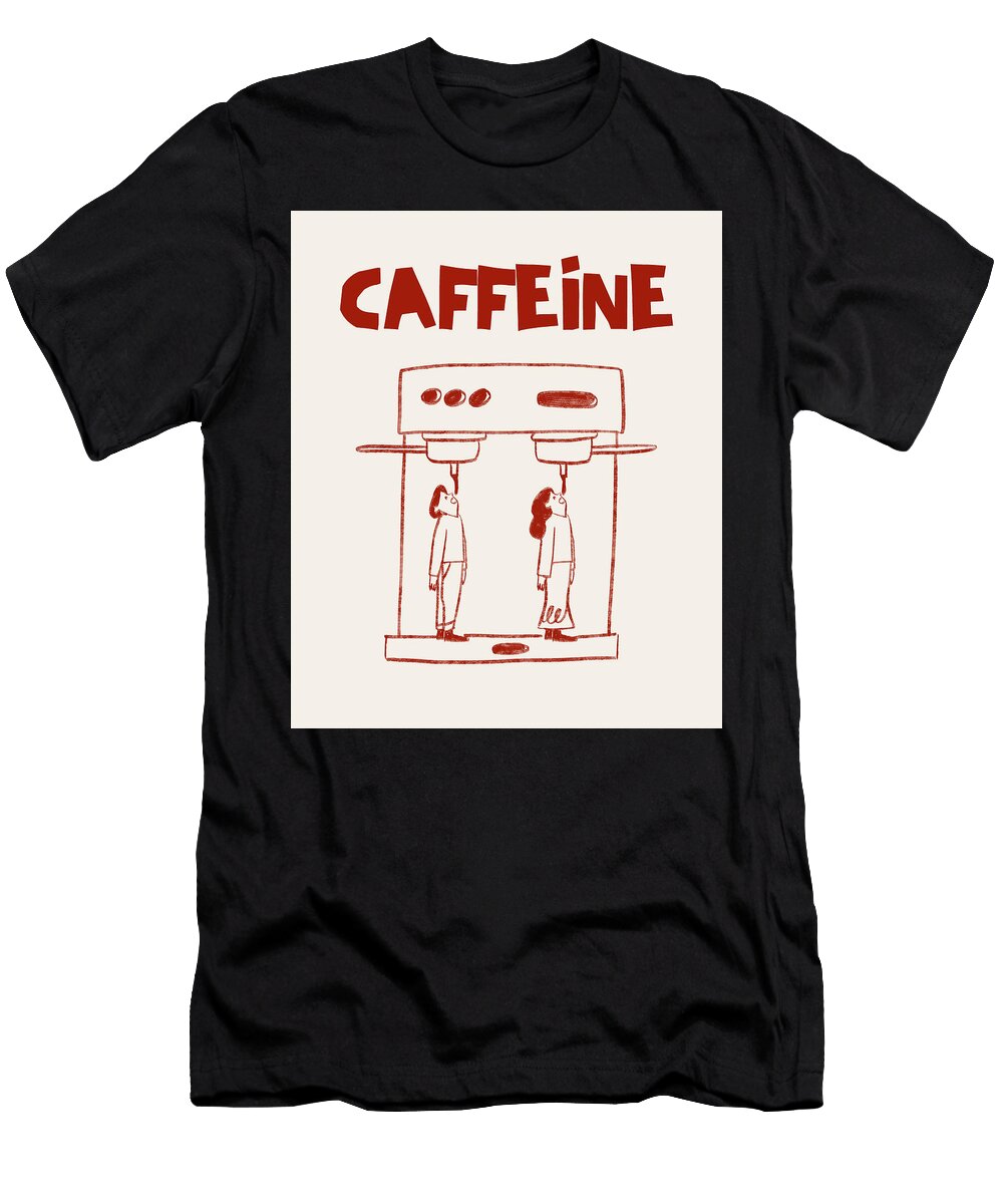 Caffeine Lovers Funny Coffee Machine Illustration Murellos Design T-Shirt