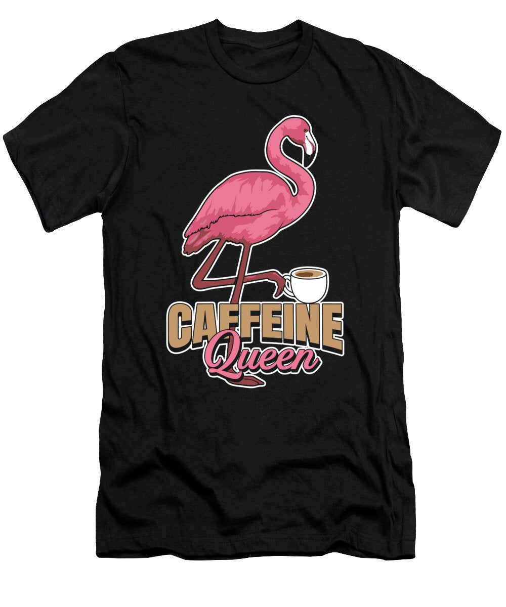 Caffeine Queen Roaster Cafe Roasting Coffee Flamingo Crazy Squirrel T-Shirt