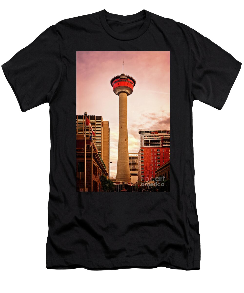 Calgary Tower At Sunset Delphimages Photo Creations T-Shirt