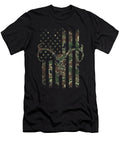 Camo American Flag Deer Skull Elk Hunting USA Shannon Nelson Art T-Shirt