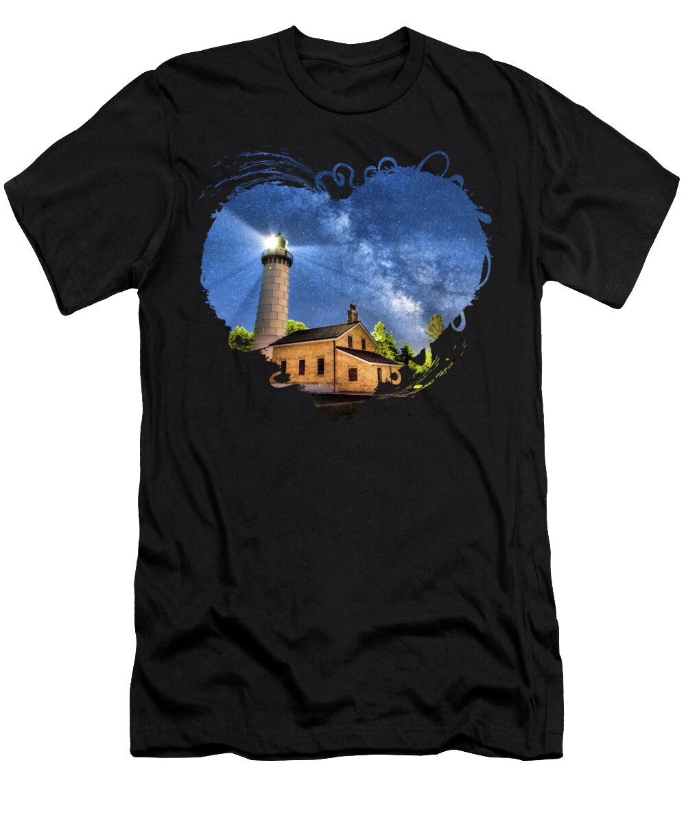 Cana Island Lighthouse Milky Way in Door County Wisconsin Christopher Arndt T-Shirt
