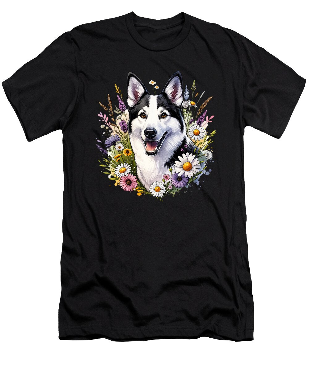 Canaan Dog Summer Wildflowers Daisies Artwork Sophie Eleanor T-Shirt