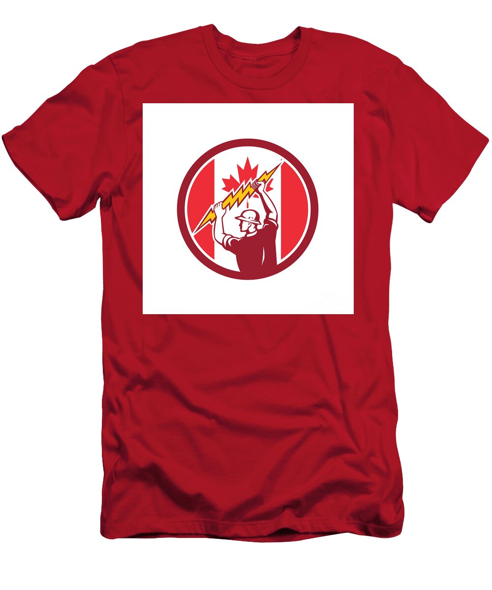 Canadian Electrician Lighting Bolt Canada Flag Icon Aloysius Patrimonio T-Shirt