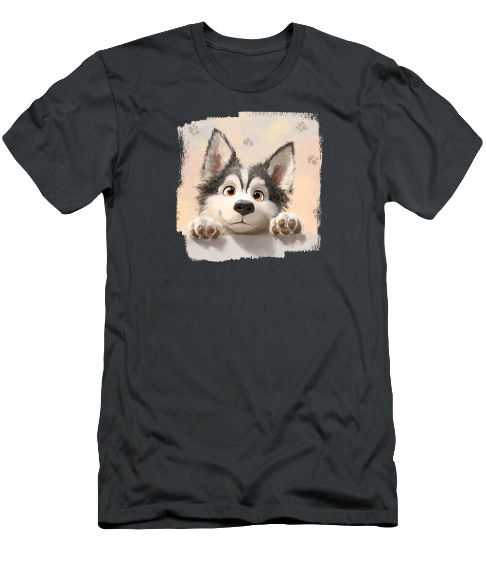 Canadian Eskimo Dog Peeking Over Wall 01 Elisabeth Lucas T-Shirt