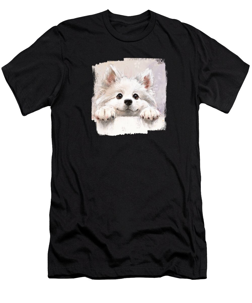 Canadian Eskimo Dog Peeking Over Wall 02 Elisabeth Lucas T-Shirt