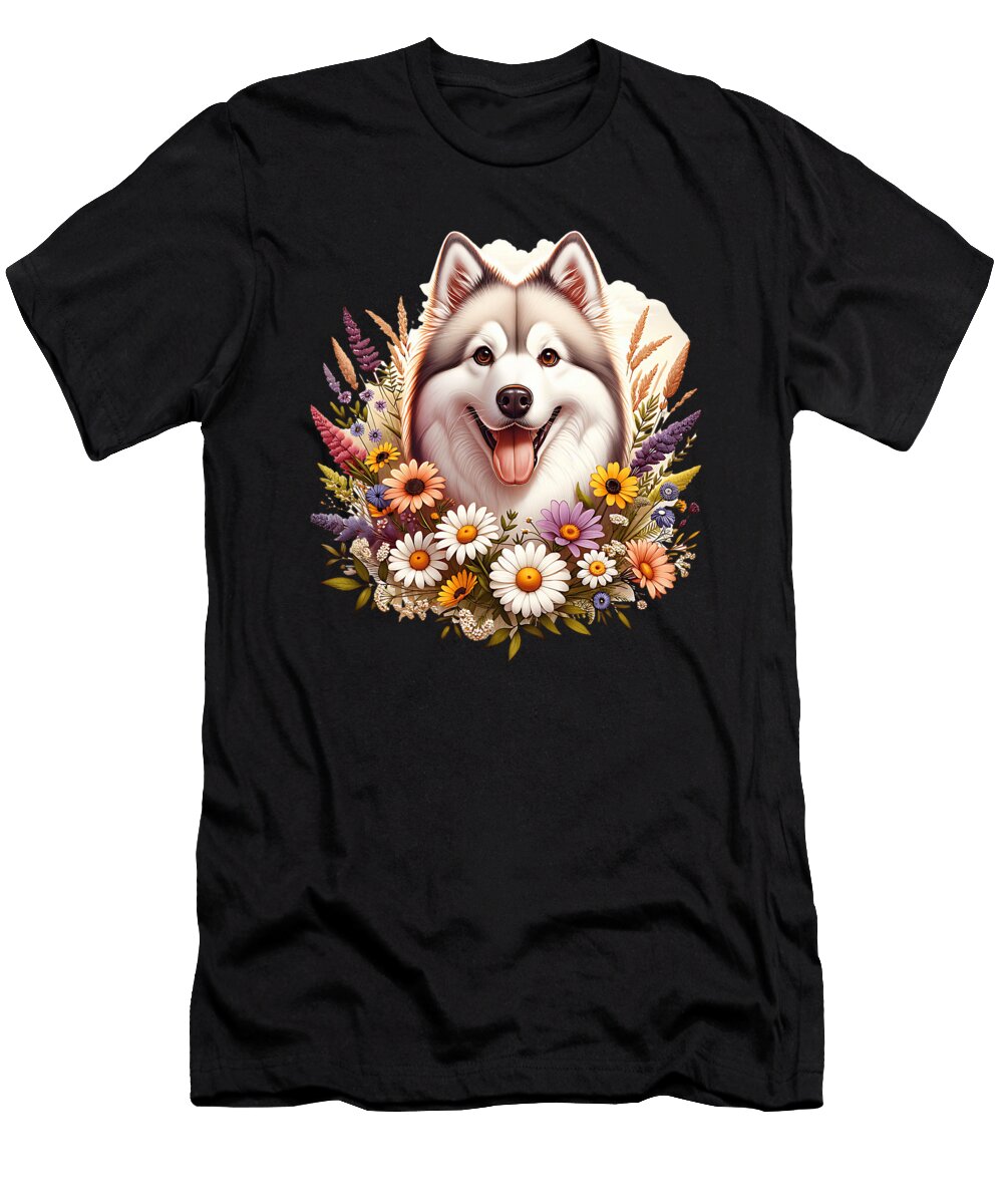 Canadian Eskimo Dog Summer Wildflowers Daisies Sophie Eleanor T-Shirt