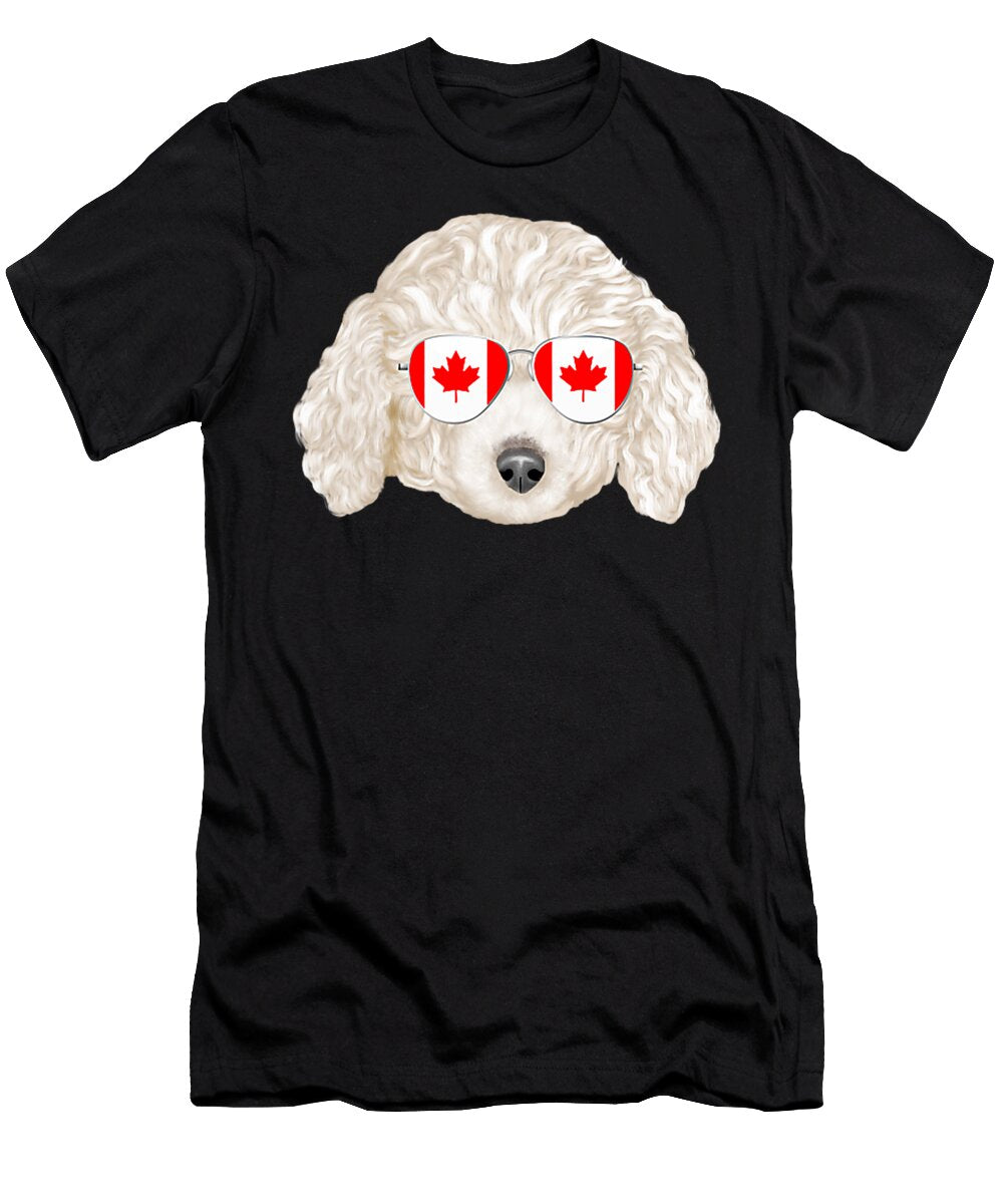 Canadian Flag White Poodle Dog Canada Pocket Natalie Lidford T-Shirt