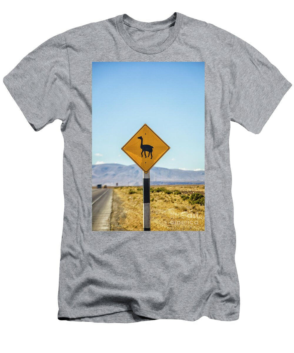 Careful Llamas Crossing Patricia Hofmeester T-Shirt
