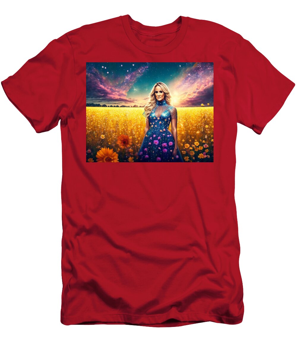 Carrie Underwood in a Field of Flowers Bob Smerecki T-Shirt