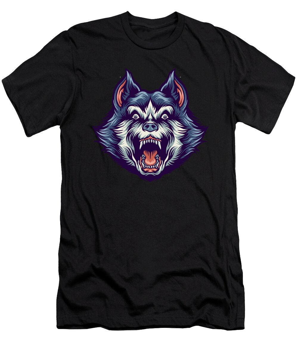 Cartoon Head Siberian Husky Angry Aggressive Dog Artgrarisstudio T-Shirt