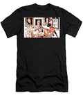 Cartoon Villains Pose on Sofa Portraits Behind Matcha Coffe T-Shirt
