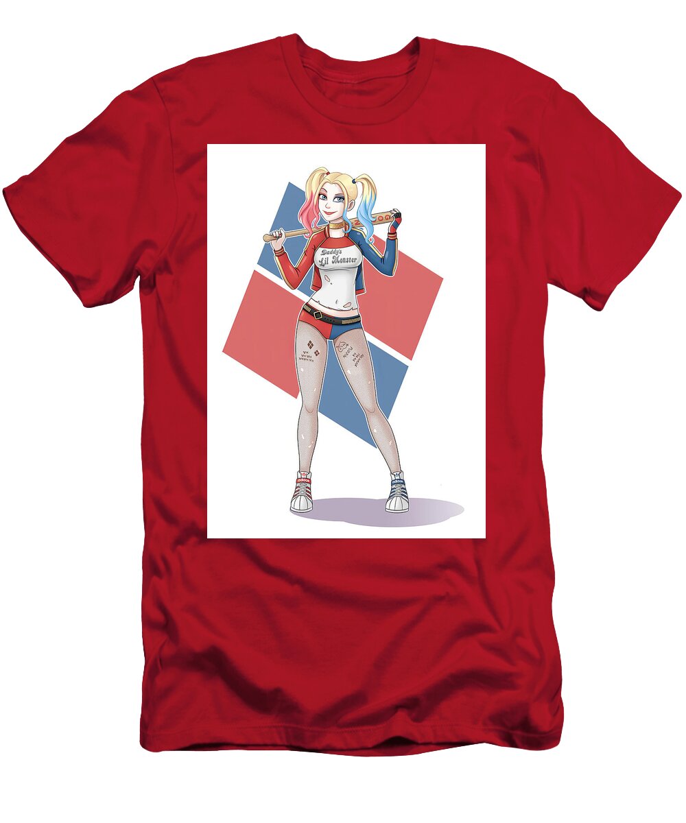 Cartoon Woman with Bat Diamond Background Matcha Coffe T-Shirt