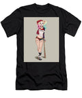 Cartoon Woman with Bat Poses Colorful Hair Matcha Coffe T-Shirt