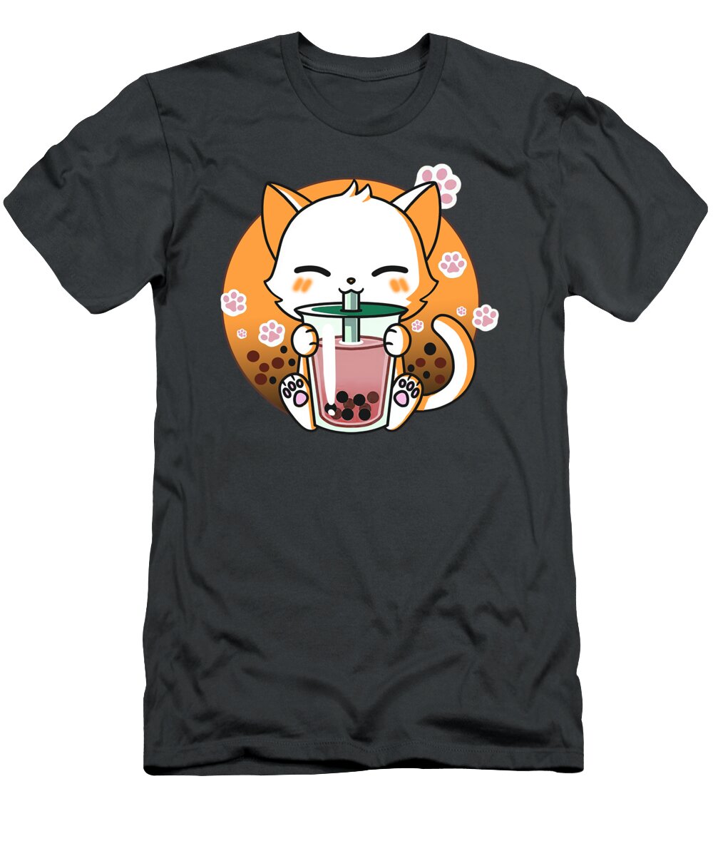 Cat Boba Tea Bubble Tea Anime Kawaii Neko Gifts Girls Teens Zedz Mishk T-Shirt