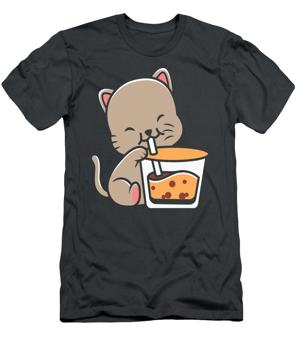 Cat Boba Tea Bubble Tea Anime Kawaii Vladimir Boyko T-Shirt