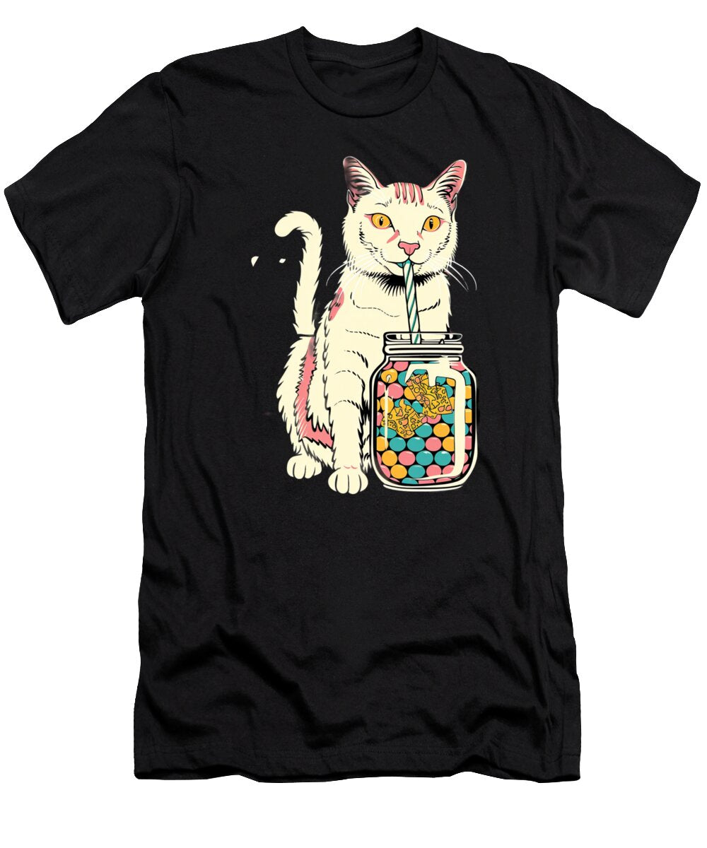Cat Bubble Tea Gif Douxie Grimo Art T-Shirt