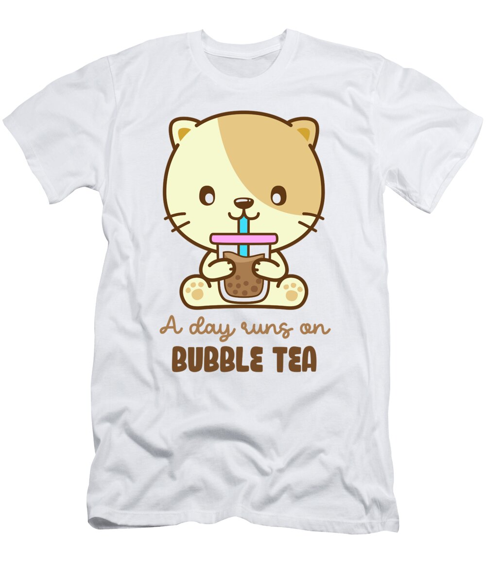 Cat Drink Bubble Tea Boba Tea Clipart Vladimir Boyko T-Shirt