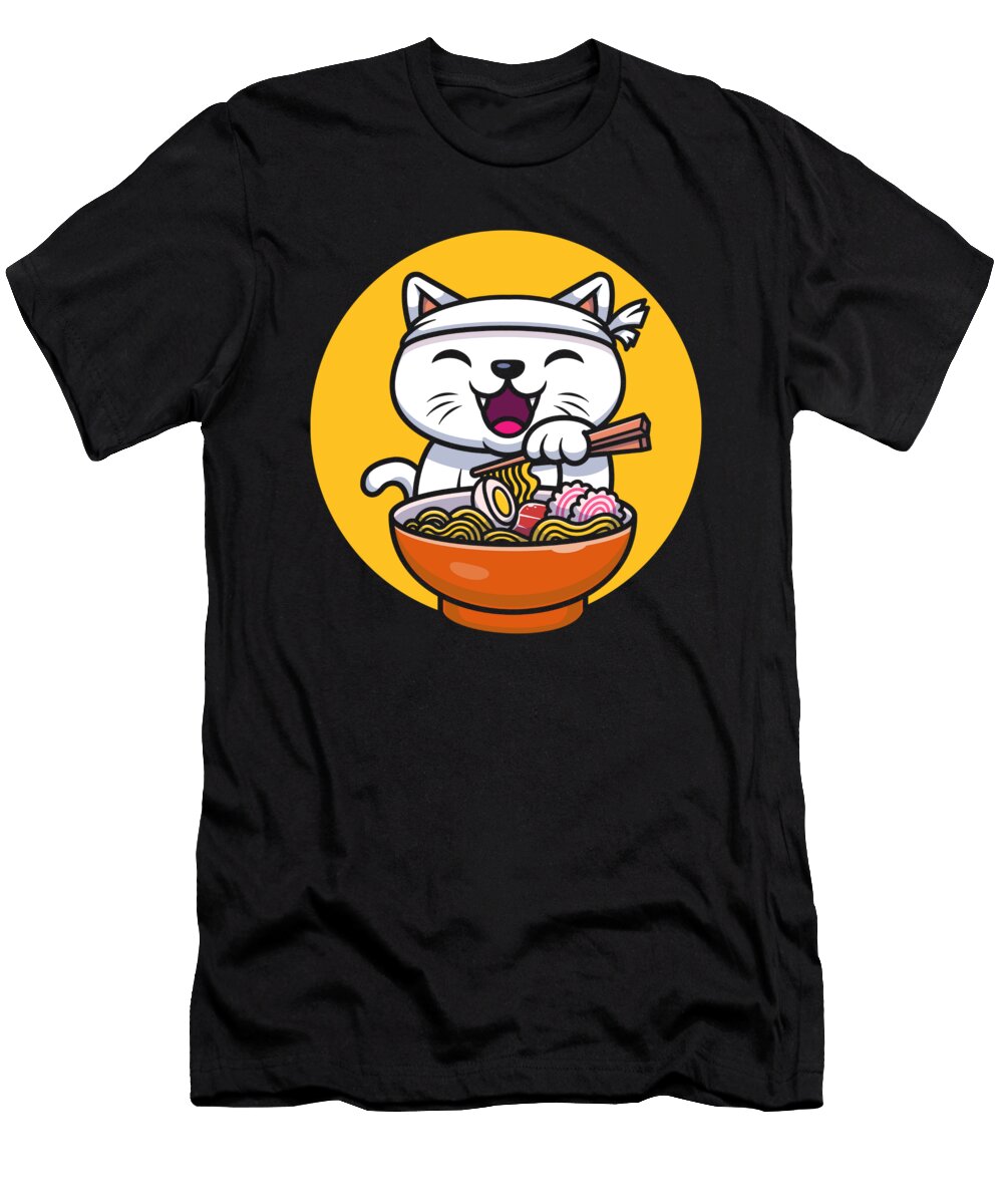 Cat Eating Ramen Japan Kitten Kitty Animal Pet Gift Thomas Larch T-Shirt