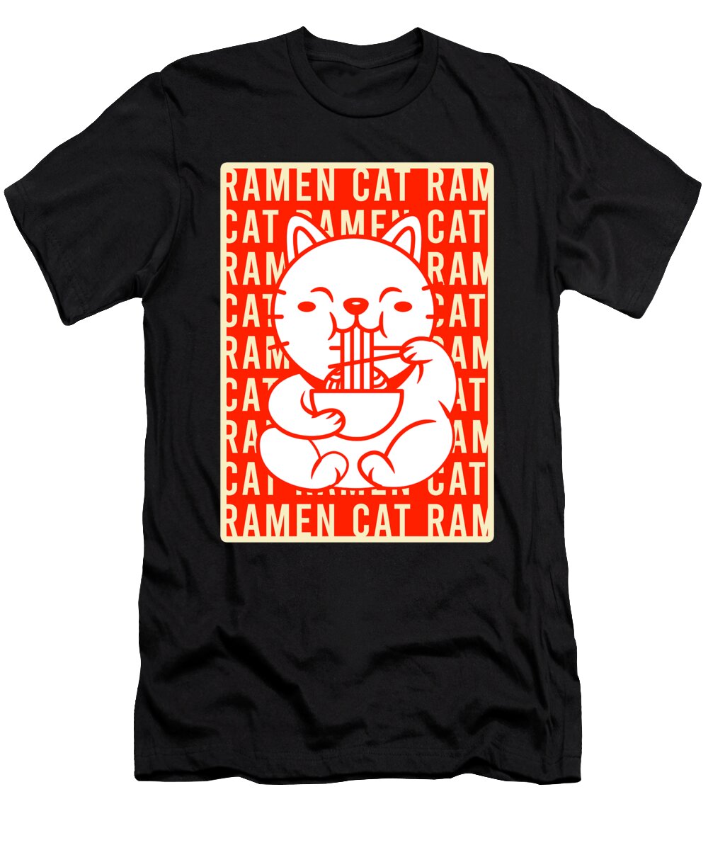 Cat Eating Ramen Japan Kitty Kitten Pet Animal Gift Thomas Larch T-Shirt