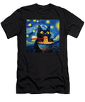 Cat Eating Ramen Under Starry Nighit Funny Cat Zyneu Gangd T-Shirt