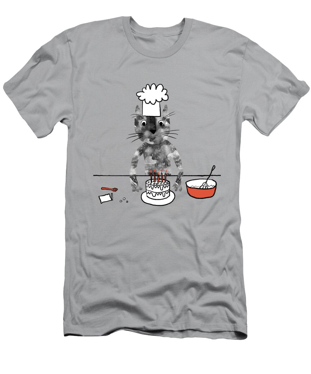 Cat in a Chef Hat Baking a Cake Nic Squirrell T-Shirt