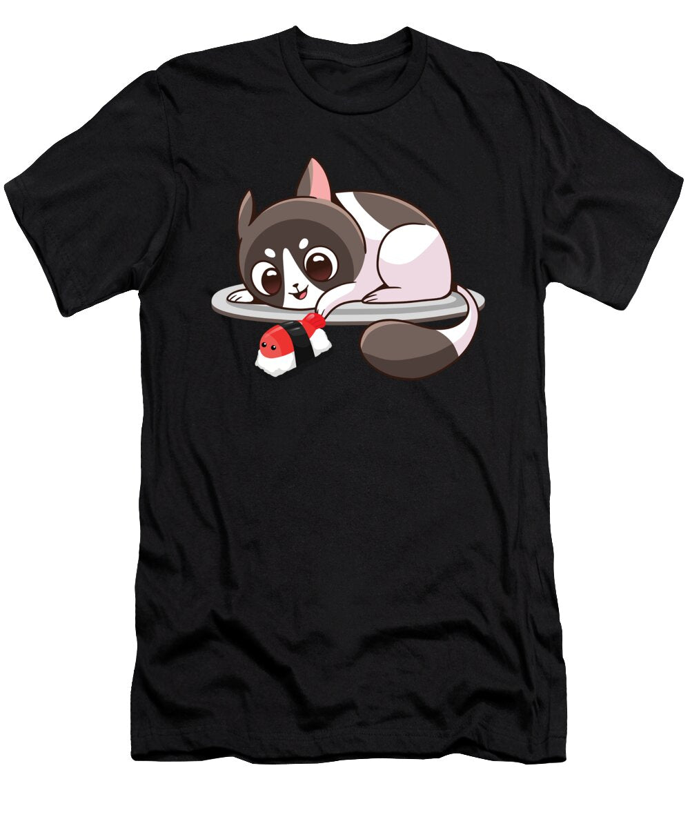 Cat Loves Nigiri Eat Rice Seaweed Japan Tenshirt T-Shirt