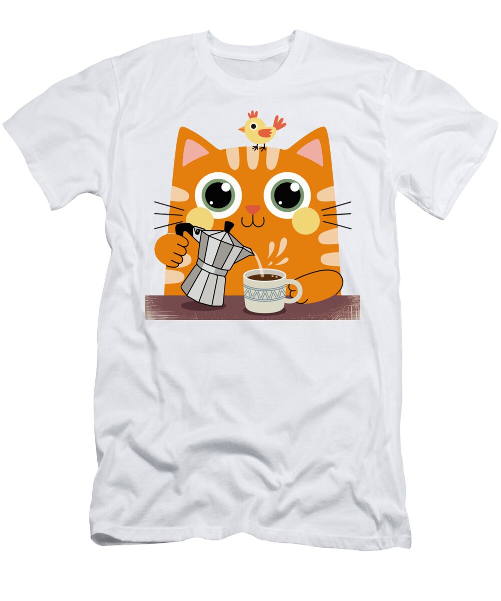 Cat Pouring Coffee Joanna Redesiuk T-Shirt