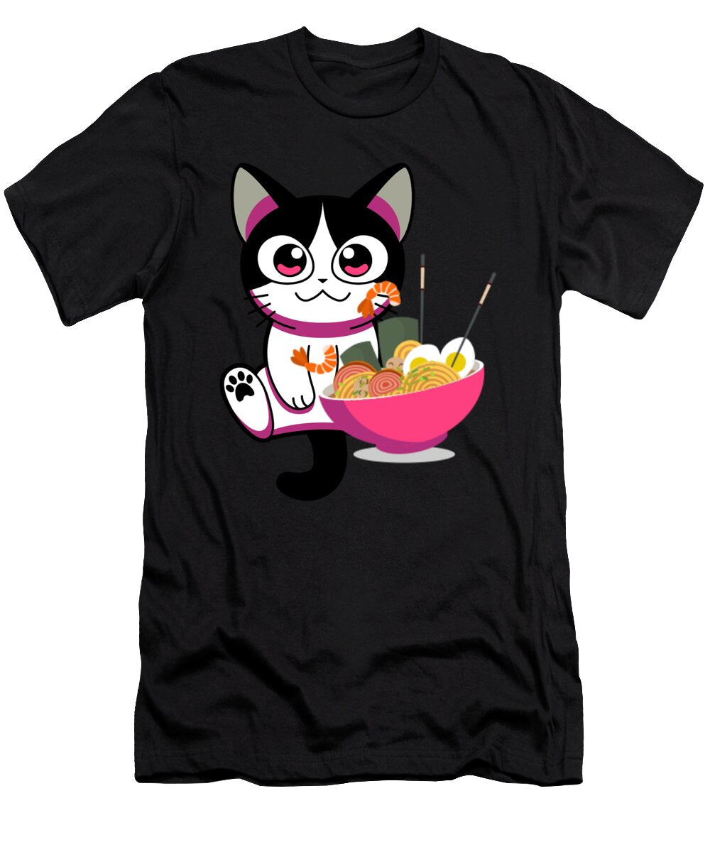Cat Ramen Cute Cat Eating Kasper Holck T-Shirt