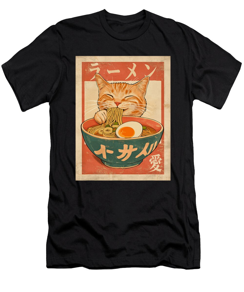 Cat Ramen Funny Vintage Graphic Kawaii Anime Zyneu Gangd T-Shirt